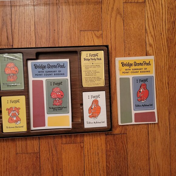 Vintage Bridge Party Pack Score Pad Set I Forgot Dog Funny Cards Gift - Picture 2 of 5